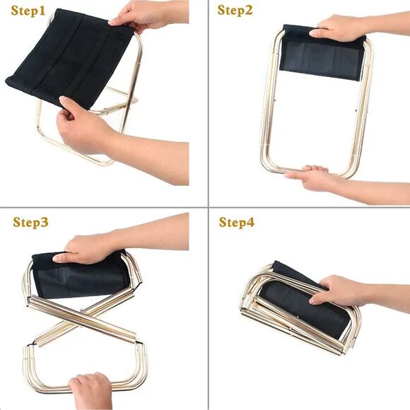 Waiting In-Line Convention Events Mini Folding Stool - Gold - Picture 3 of 7